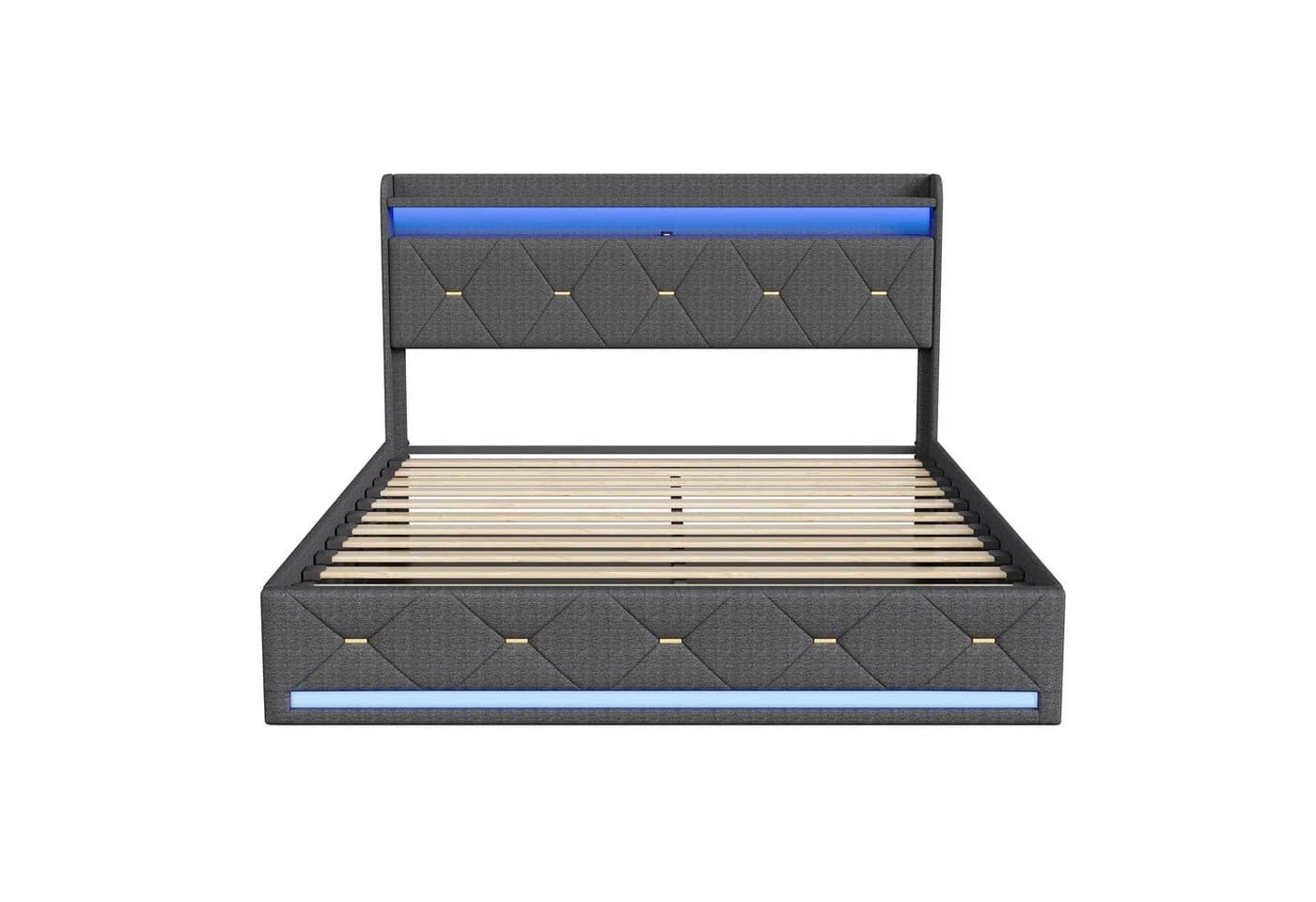 Gdood LED Polsterbett mit Stauraum und kabellosem Laden