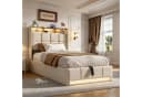 Furnishings Home Polsterbett mit LED, Stauraum und Lattenrost Beige Bild 2