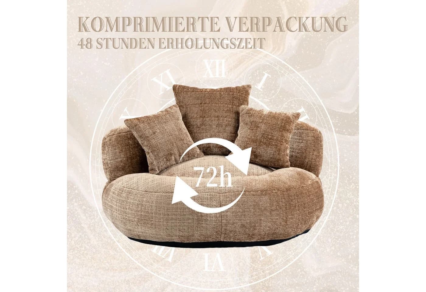 PXloue Schlafsofa Extrabreit Lazy Sofa Gaming Sofa Sitzsack Relaxsessel mit 3 Kissen - Bild 5