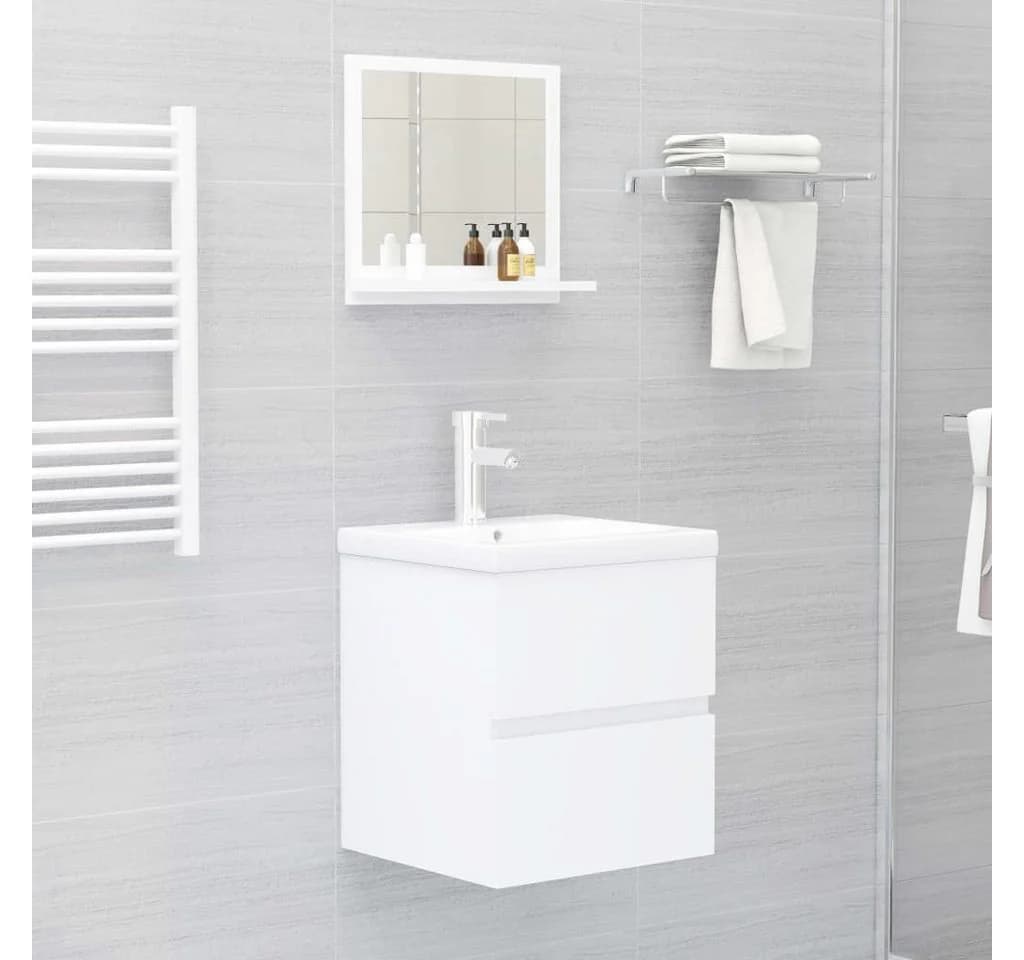 Nettlife Badspiegel Weiß mit Regal und Holzrahmen - Bild 4