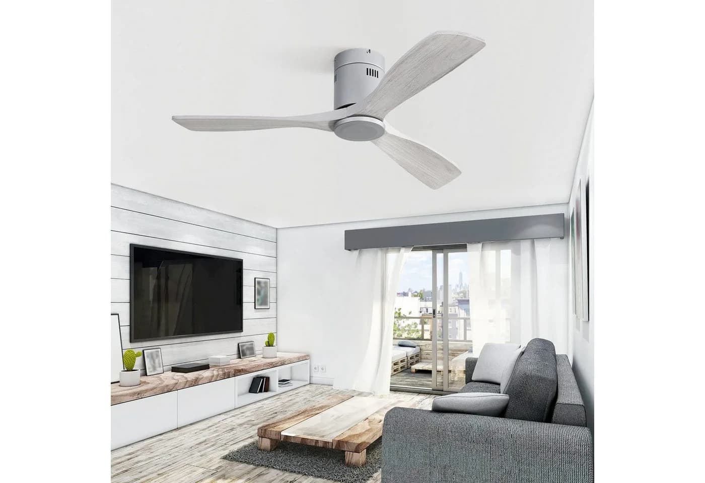 Sofucor Deckenventilator Massivholz Grau 136cm Reversibel - Bild 2