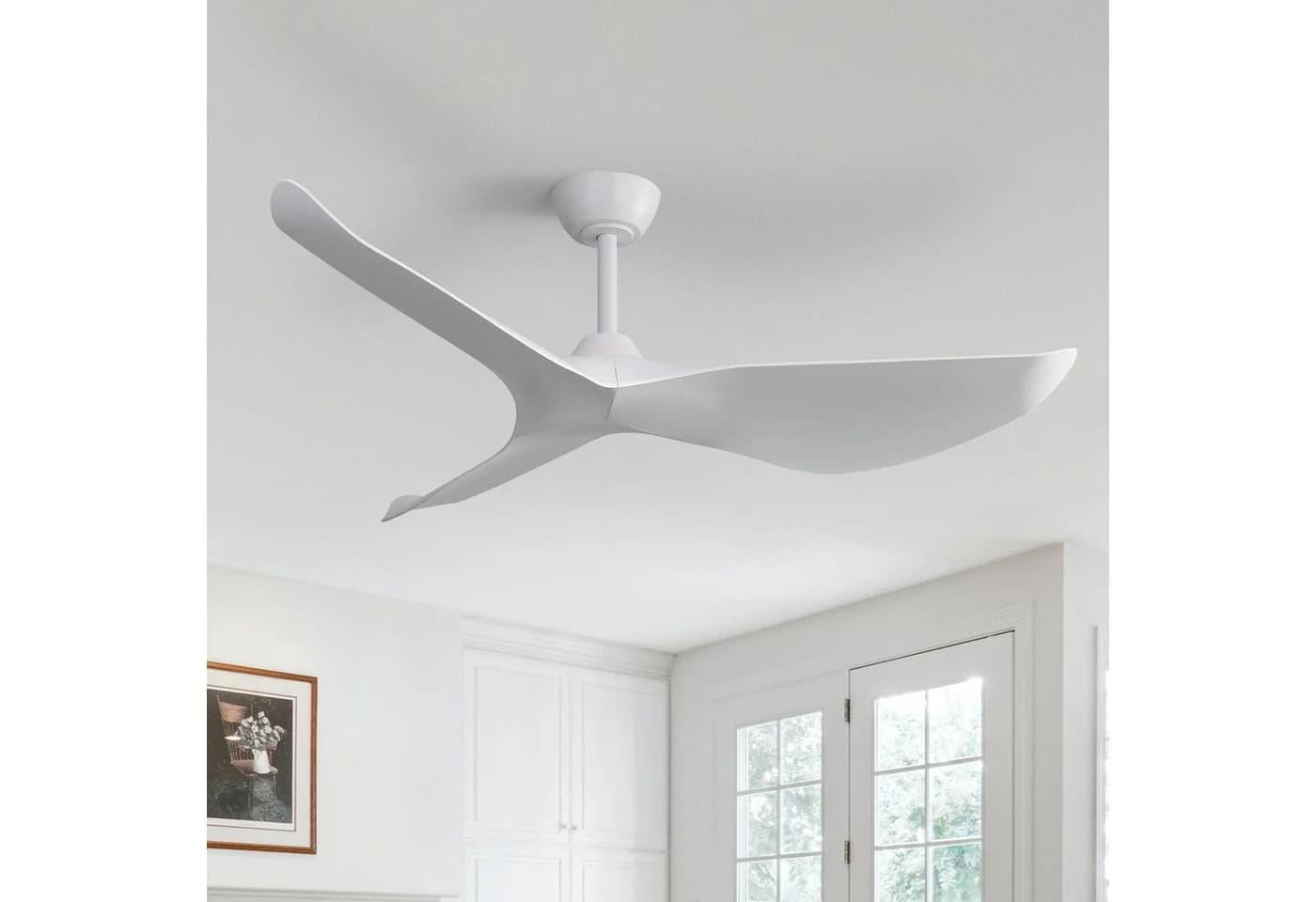 Sofucor Deckenventilator ohne Licht, DC, 96,5cm, drei weiße Flügel, mit Fernbedienung, Timer, 6 Geschwindigkeiten, Sommer und Winter einstellbar - Bild 2