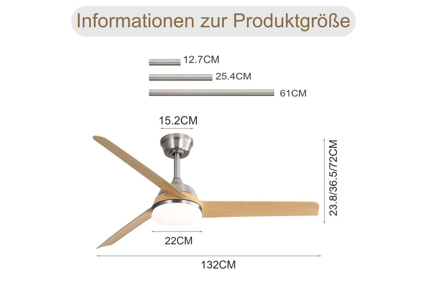 Sofucor Deckenventilator mit LED-Beleuchtung 3 ABS-Flügel 6 Geschwindigkeitsstufen