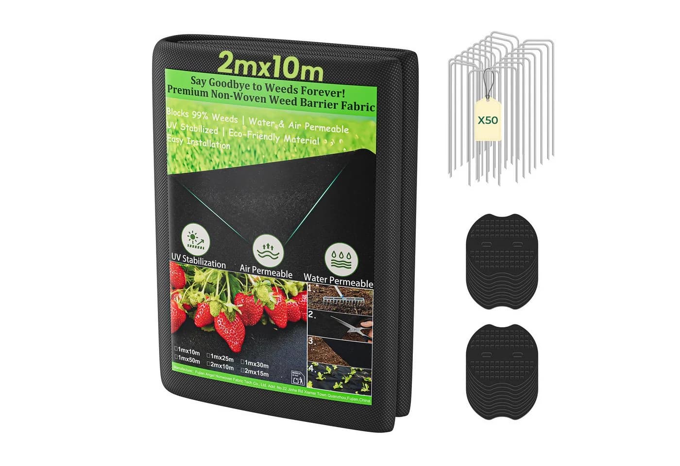 OUNUO Unkrautvlies Gartenvlies 100g/m² UV-beständig Schwarz - Bild 2