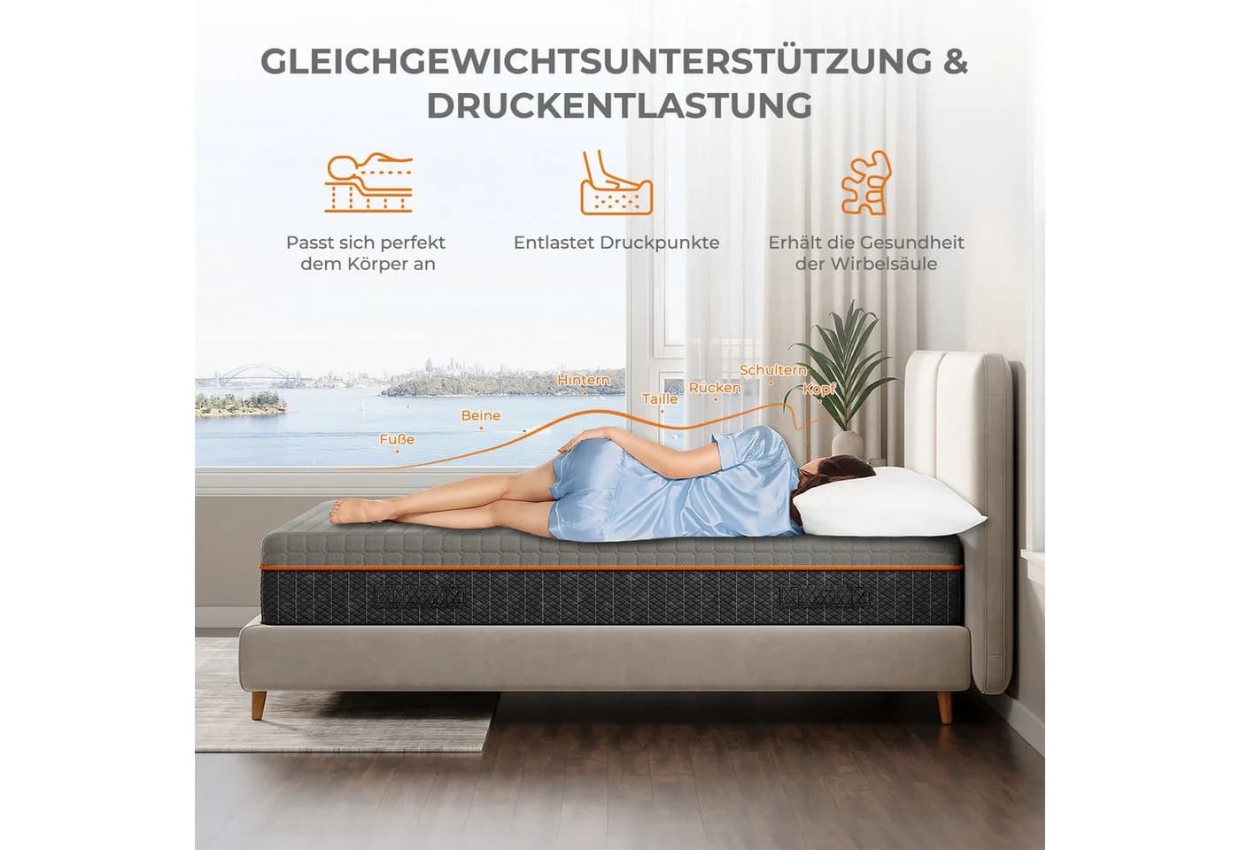 Uliyati Kaltschaummatratze 7 Zonen Matratze H3 mit Atmungsaktiver Bezug - Bild 3