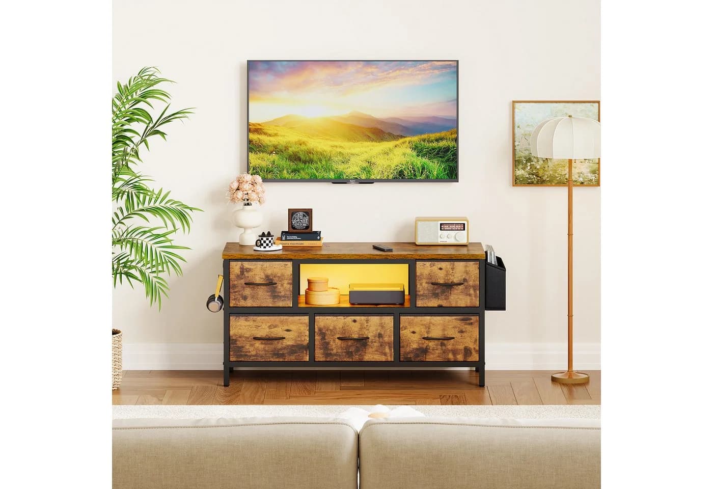 Dripex Lowboard TV Schrank für Fernseher bis 43 Zoll mit RGB-LED-Beleuchtung - Bild 3