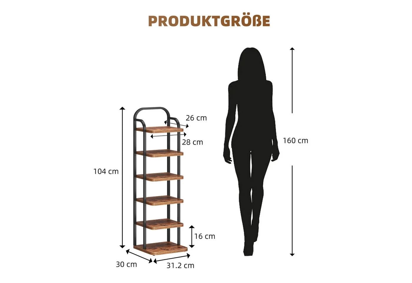 OUNUO Schuhregal schmal mit verstellbaren Böden Metall