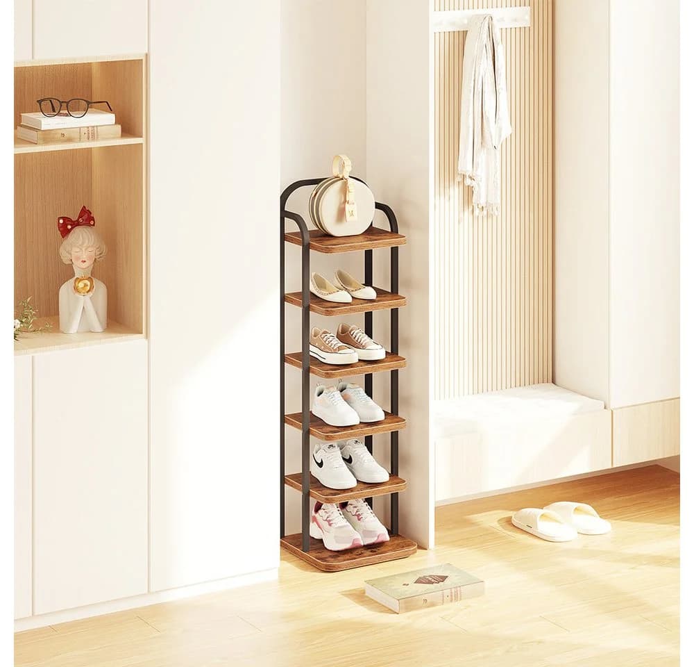 OUNUO Schuhregal schmal mit verstellbaren Böden Metall - Bild 5