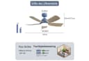 Sofucor Deckenventilator mit LED-Beleuchtung und Fernbedienung Blau Bild 1