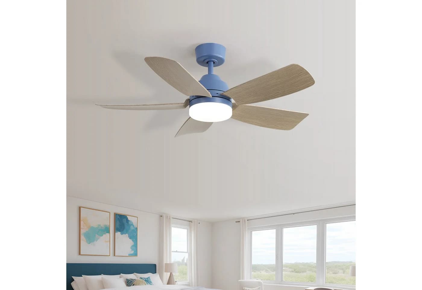 Sofucor Deckenventilator mit LED-Beleuchtung und Fernbedienung Blau - Bild 2