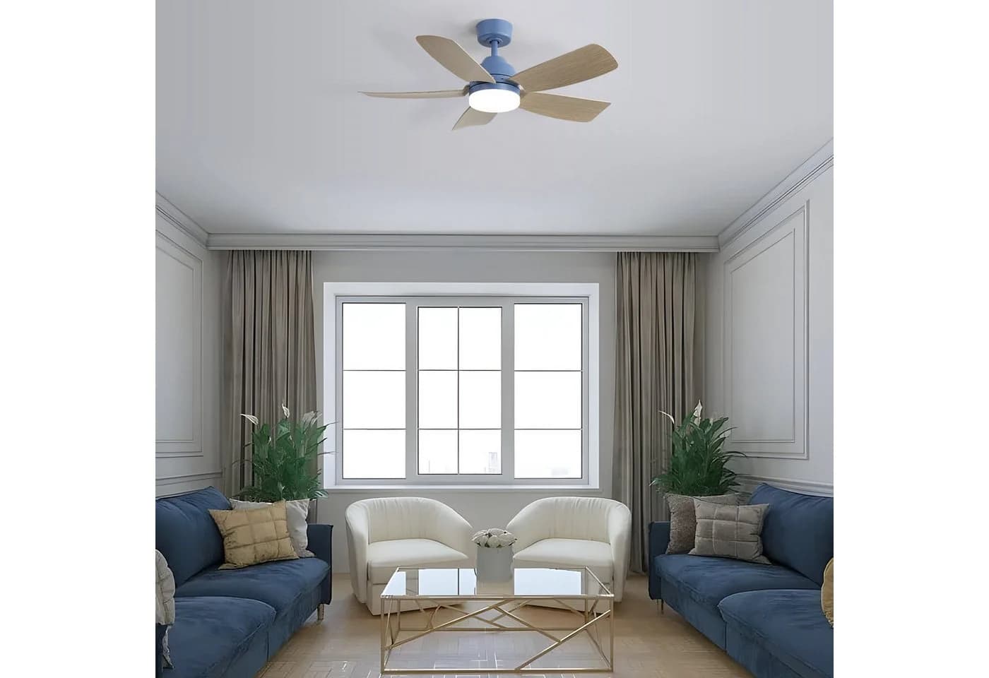 Sofucor Deckenventilator mit LED-Beleuchtung und Fernbedienung Blau - Bild 4