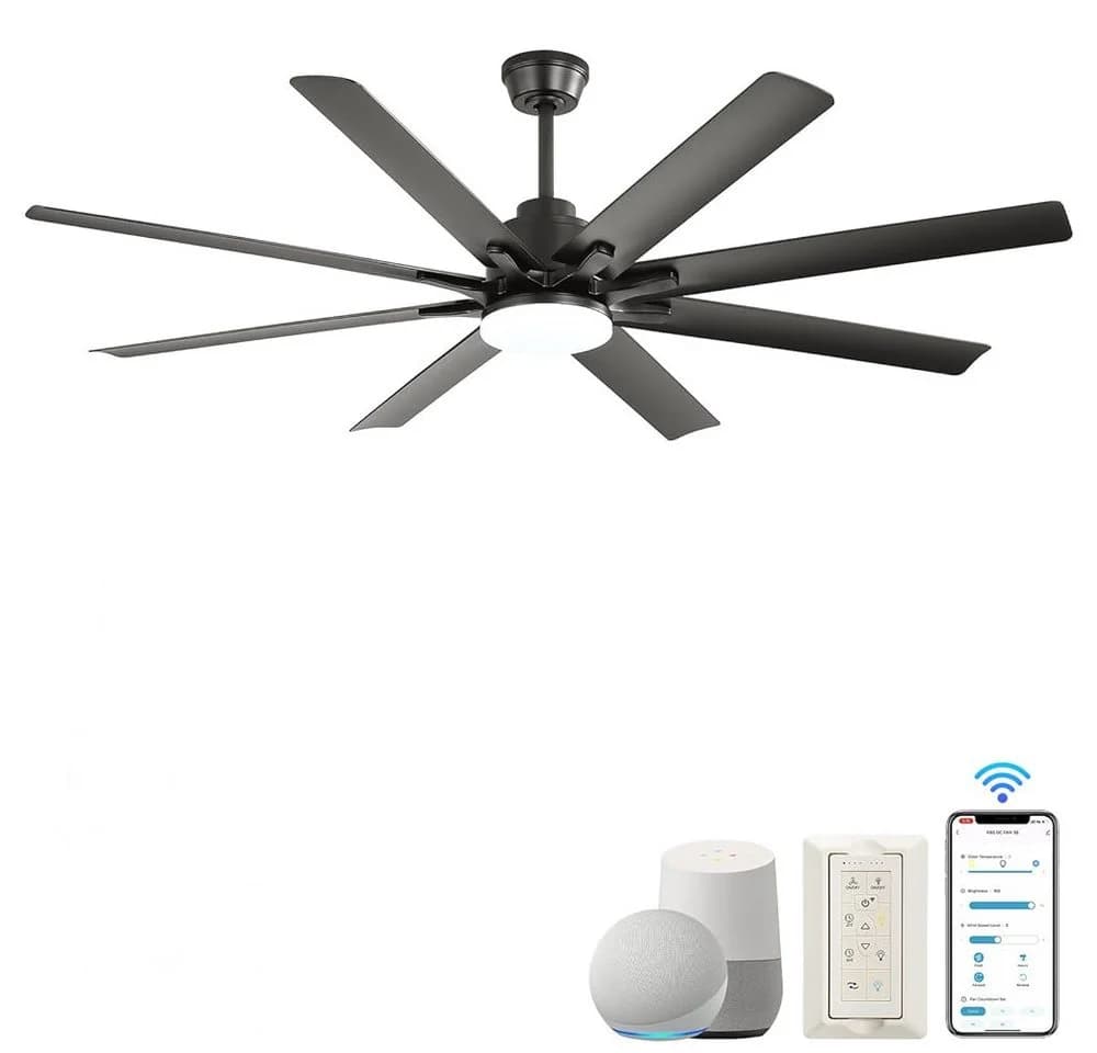 Sofucor Deckenventilator 167,5 cm Mattschwarz mit Fernbedienung und App-Steuerung - Bild 2