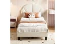 Furnishings Home LED Polsterbett Samt Beige Verstellbares Kopfteil Bild 3