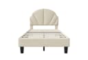 Furnishings Home LED Polsterbett Samt Beige Verstellbares Kopfteil Bild 5
