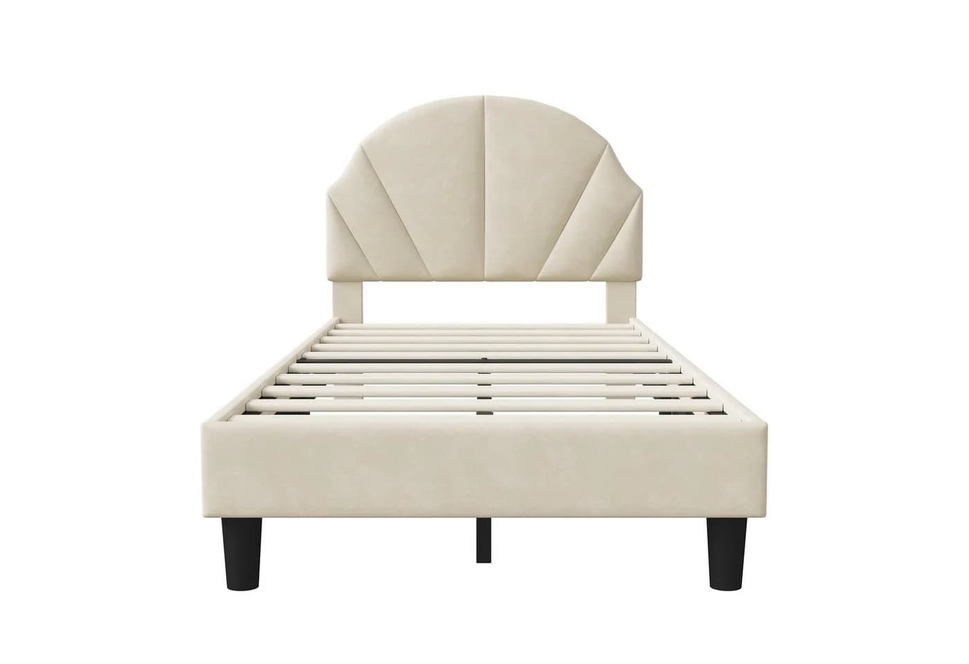 Furnishings Home LED Polsterbett Samt Beige Verstellbares Kopfteil - Bild 5