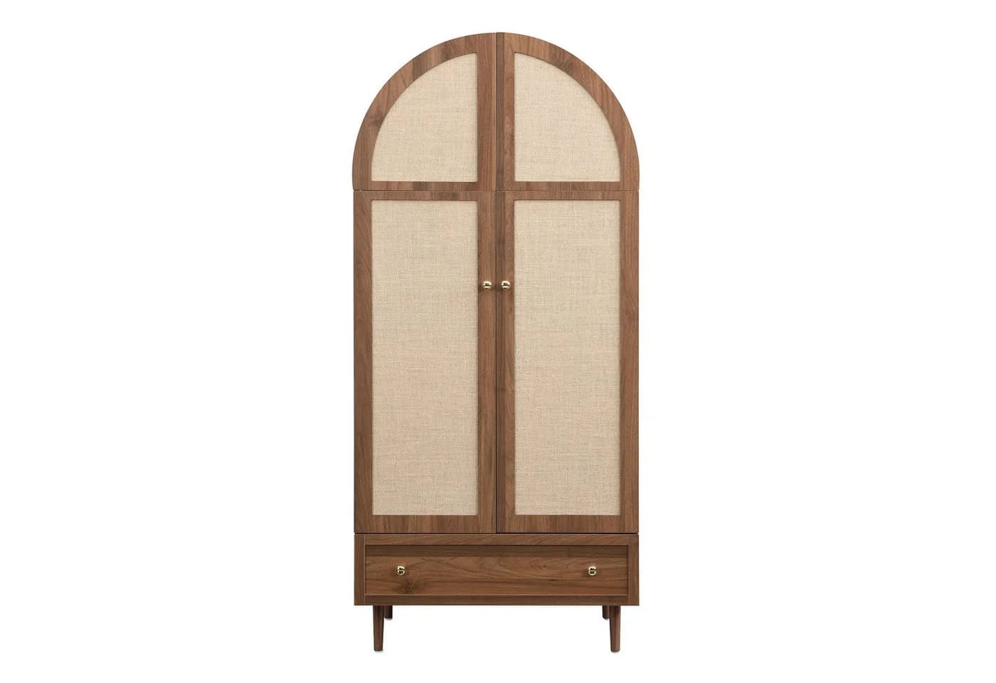 Furnishings Home Kleiderschrank mit Stofftüren & Schublade Walnussoptik - Bild 5