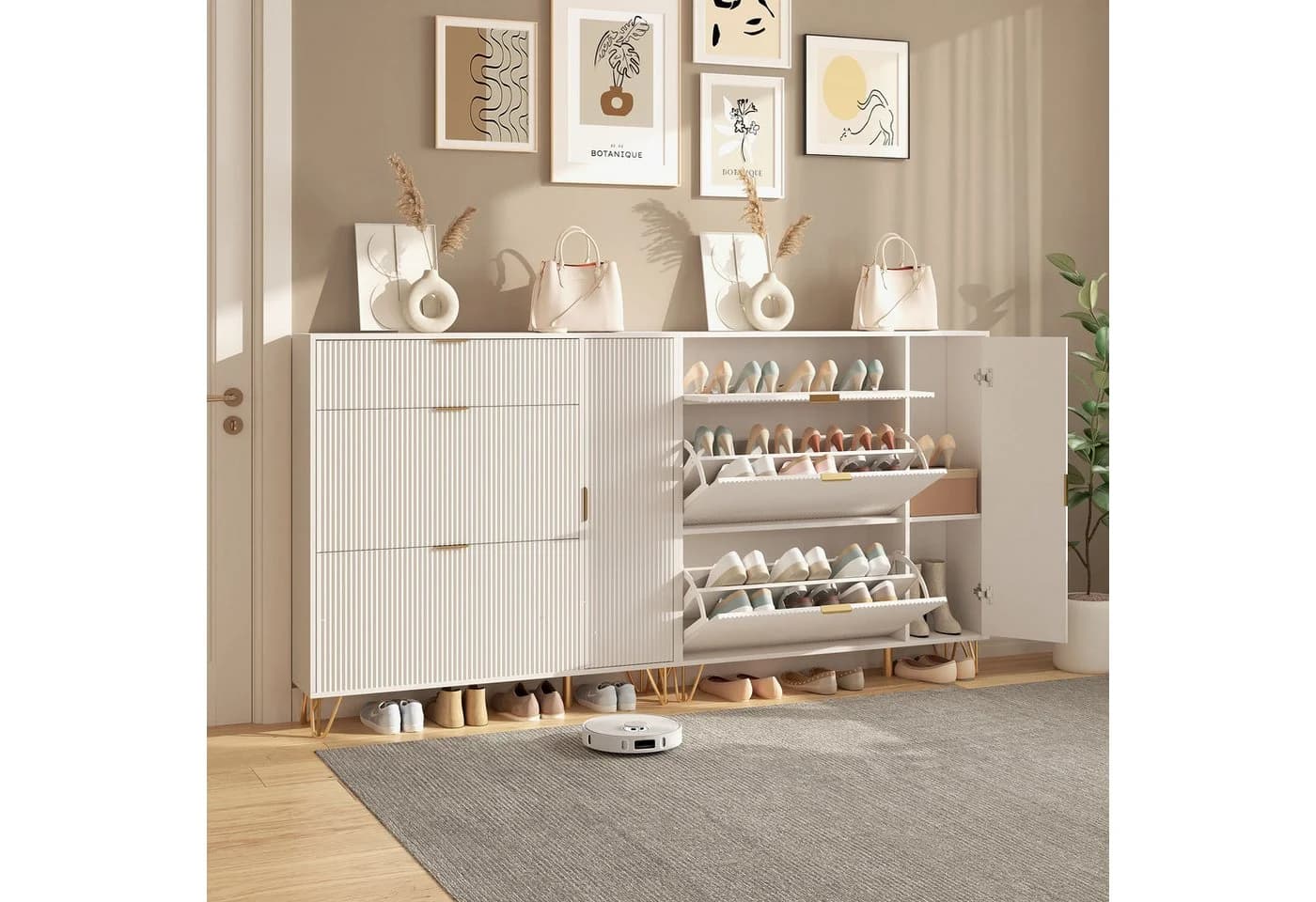 PXloue Schuhschrank mit 2 Klappen Schuhregal Schukipper mit Kippsicherung - Bild 2