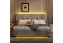 PXloue Stauraumbett Polsterbett mit LED-Lichtband Cremeweiß Bild 1