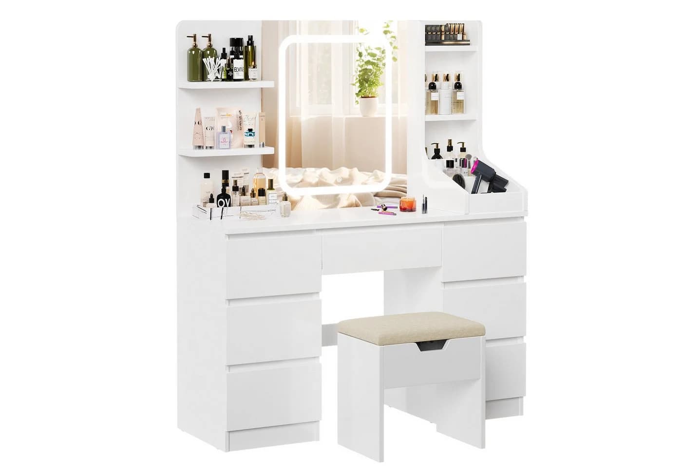 HOMALL Schminktisch mit LED-Beleuchtung und viel Stauraum - Bild 3