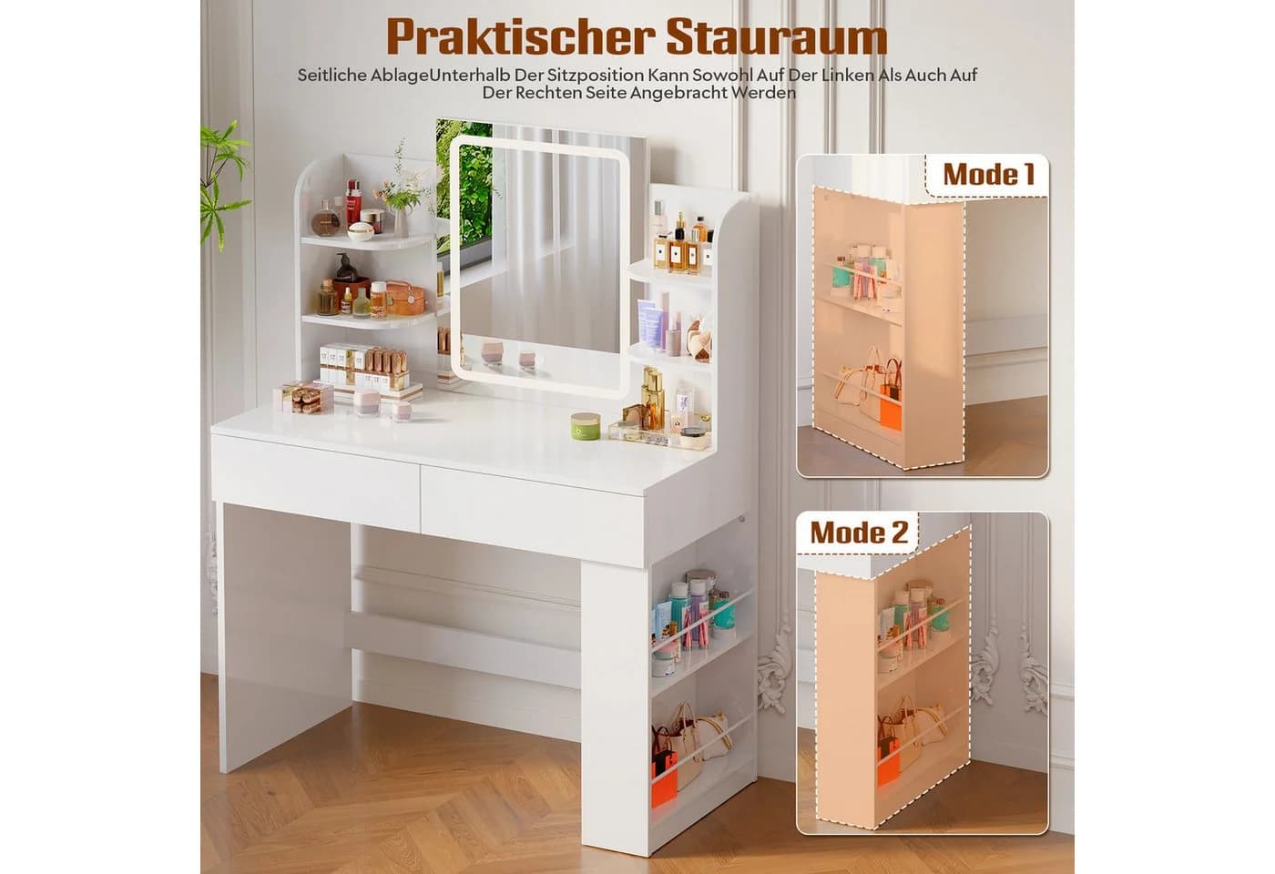 HOMALL Schminktisch mit LED-Beleuchtung und Spiegel - Bild 5