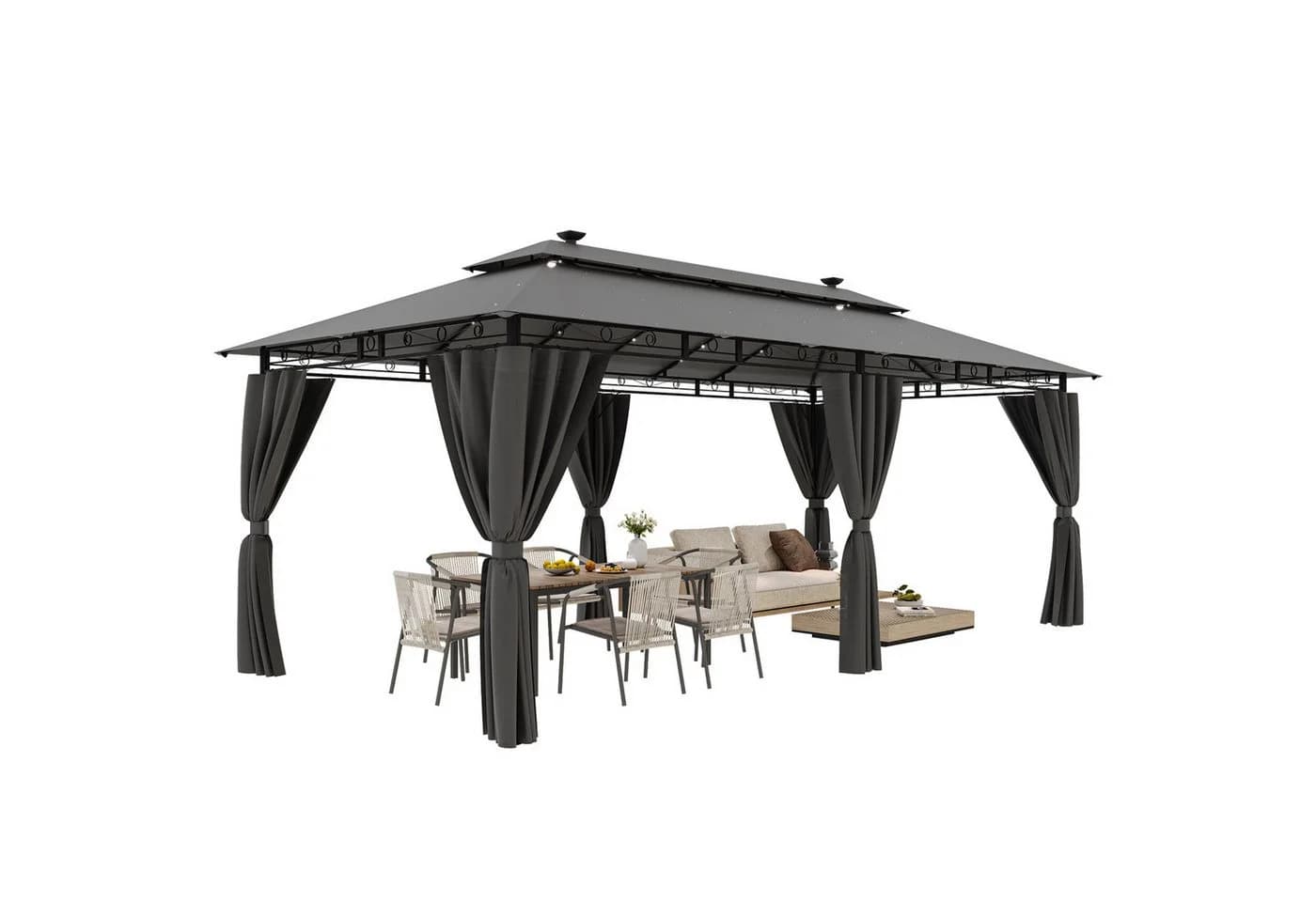 HOMALL Pavillon wetterfestes Gartenpartyzelt mit Solar-LED-Beleuchtung - Bild 3