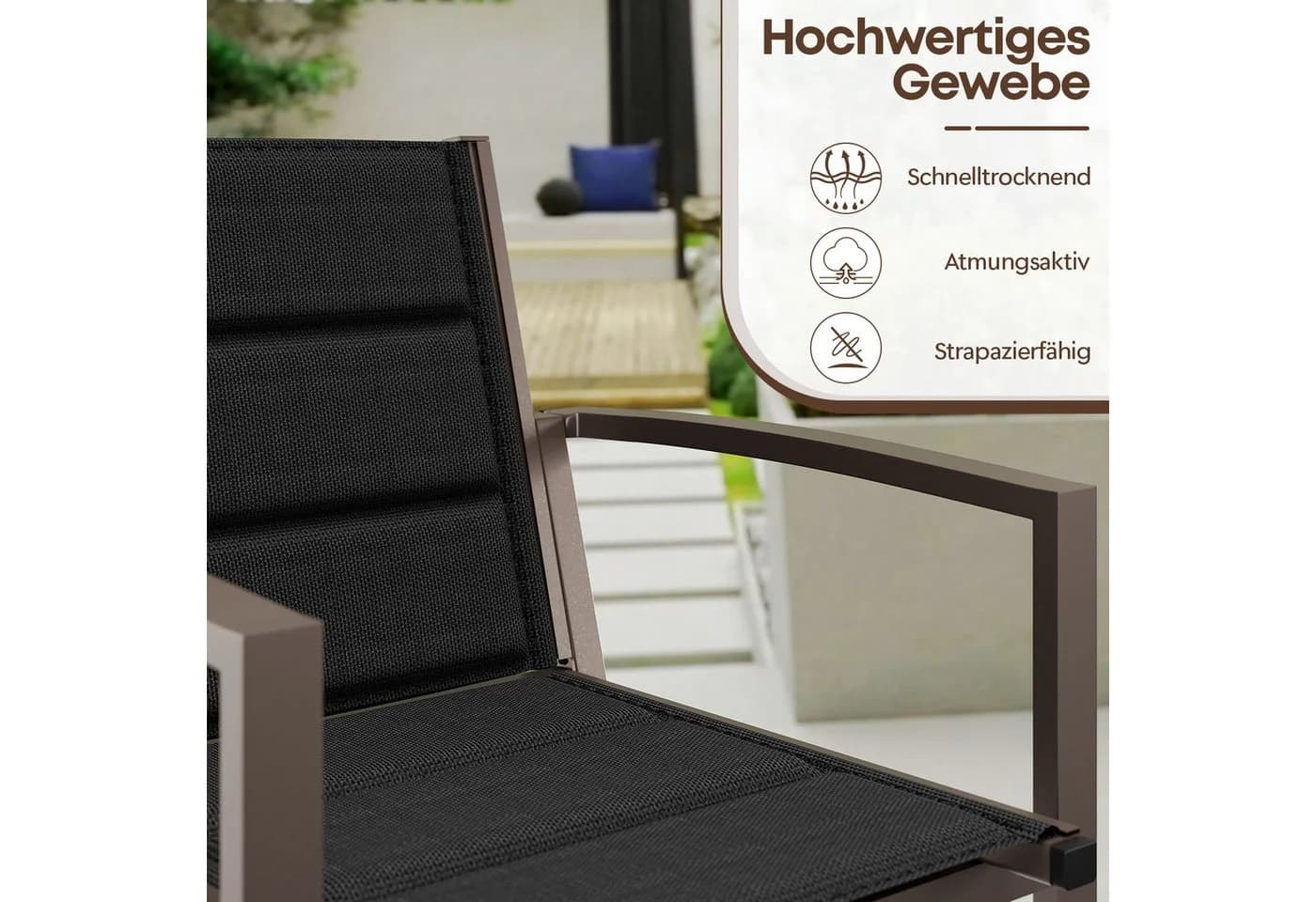 Furnicopia Gartenstuhl Set 2er Aluminium Tecslin Braun - Bild 5
