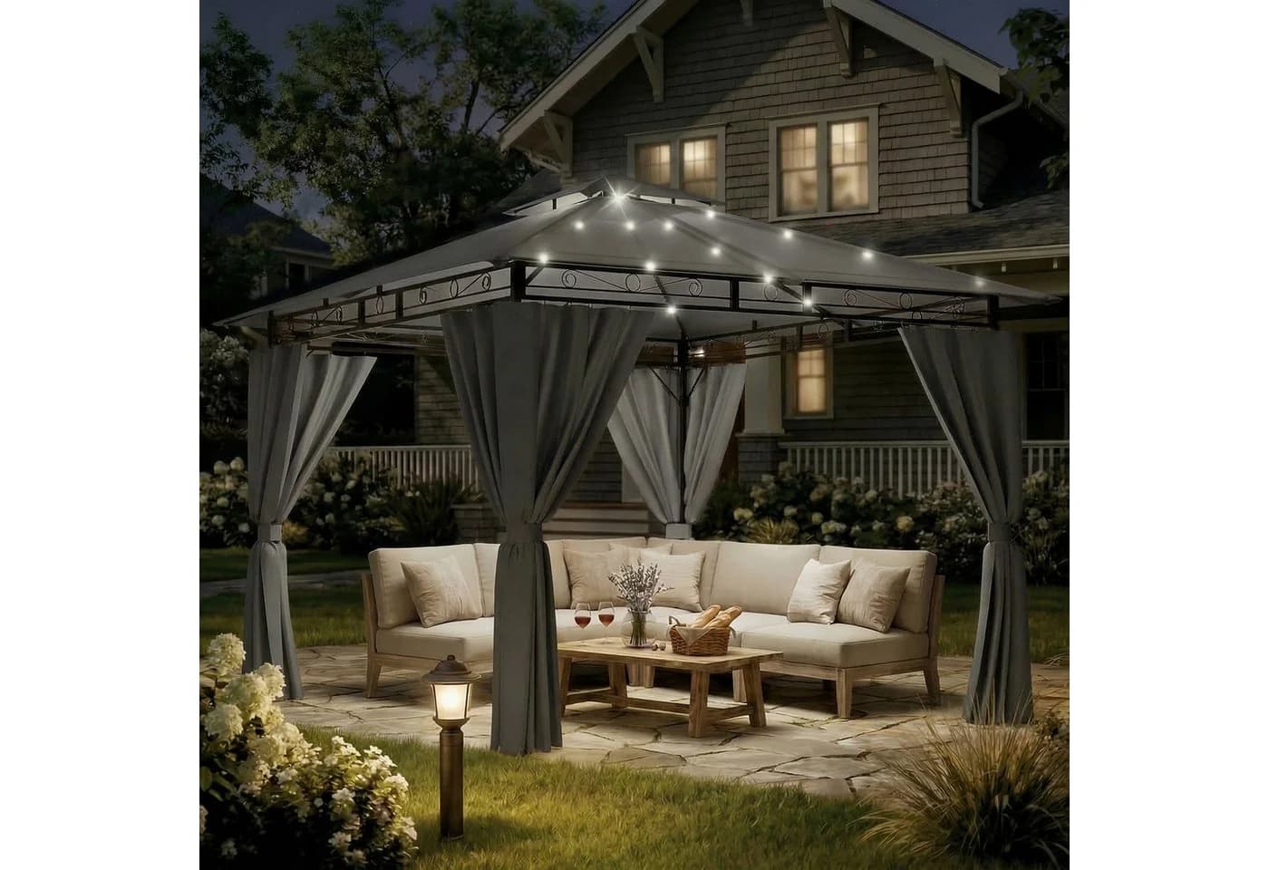 GUNJI Gartenpavillon 3x3/3x4/3x6 m UV-Schutz 50+ LED-Beleuchtung - Bild 2