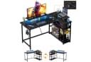 HOMALL Gamingtisch L-förmig mit USB, Steckdosen & LED Schwarz Bild 2