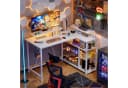 HOMALL Gamingtisch L-förmiger Computertisch mit Steckdosen, USB-Anschlüssen und Stauraum Bild 1
