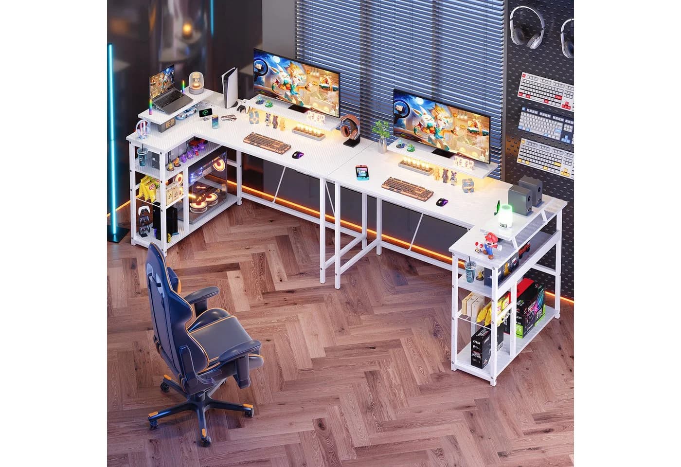HOMALL Gamingtisch L-förmig mit Steckdosen und USB-Anschlüssen - Bild 3