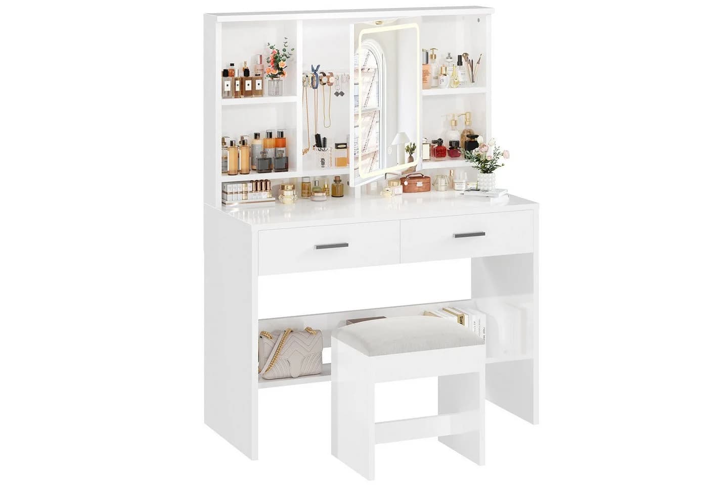 HOMALL Schminktisch mit Spiegel und LED-Beleuchtung
