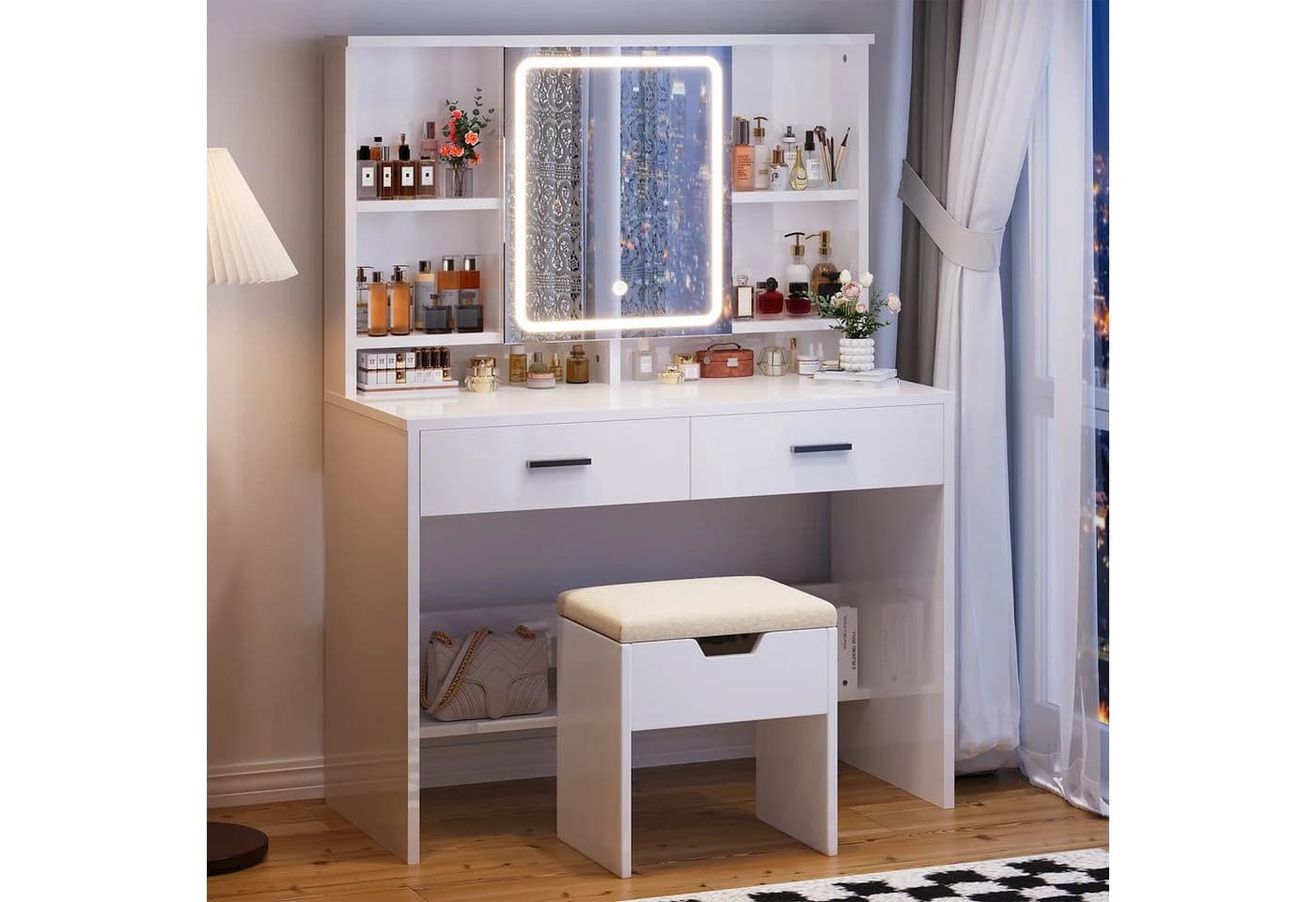 HOMALL Schminktisch mit LED-Beleuchtung und viel Stauraum - Bild 2
