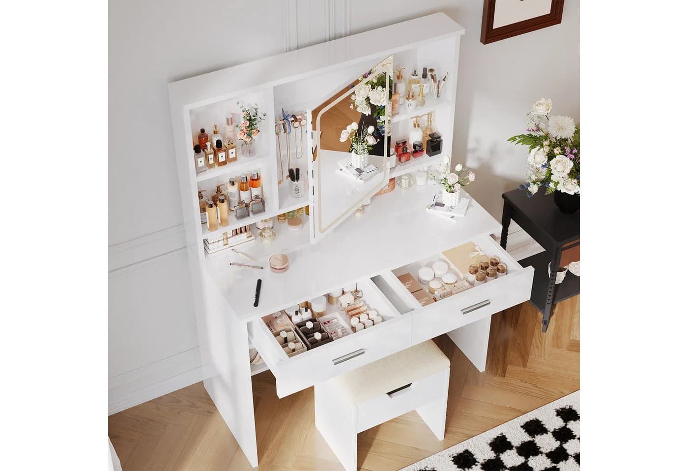 HOMALL Schminktisch mit LED-Beleuchtung und viel Stauraum - Bild 4