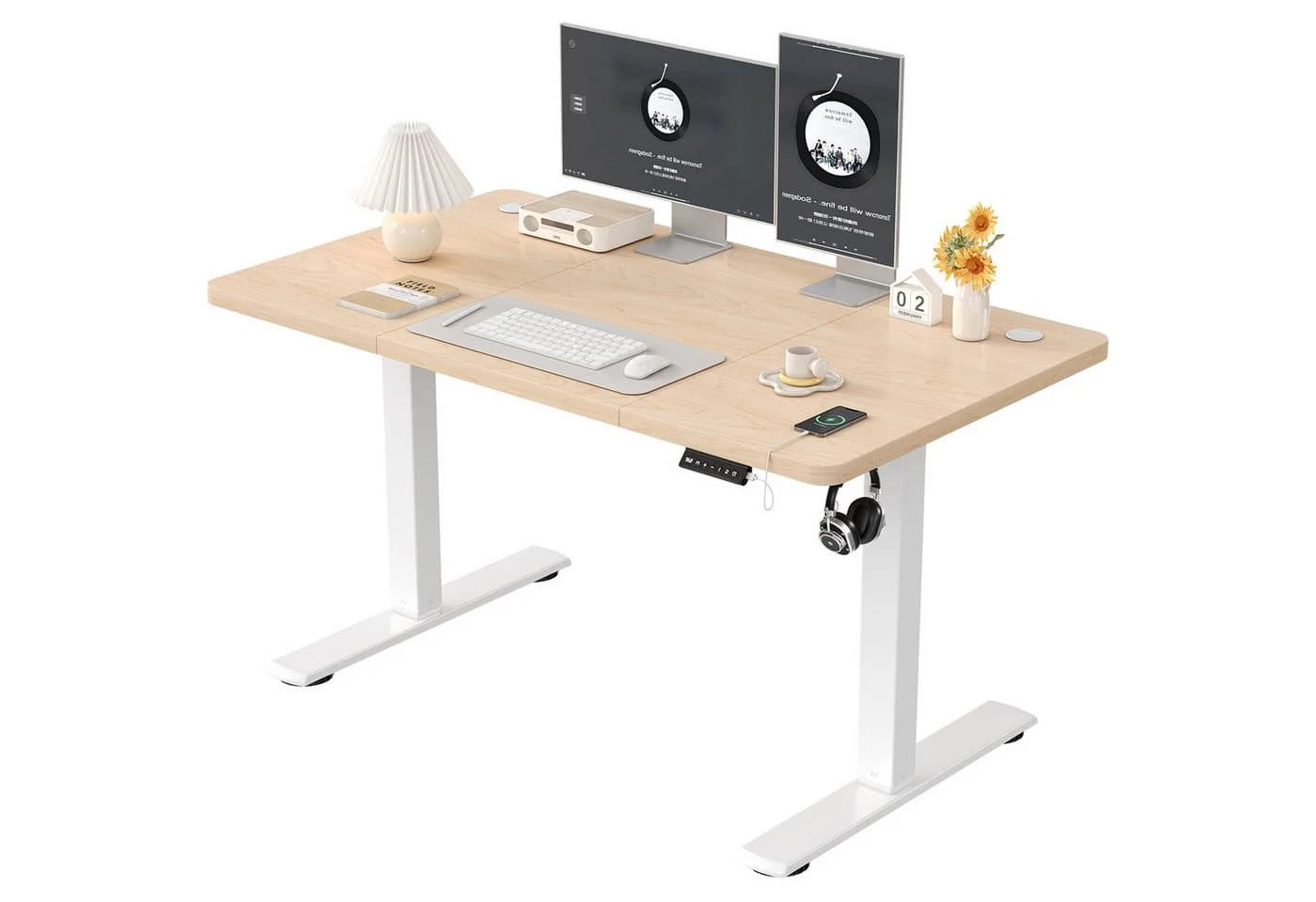 Furnicopia Höhenverstellbarer Schreibtisch mit USB-Ladefunktion und Wecker-Erinnerung - Bild 2