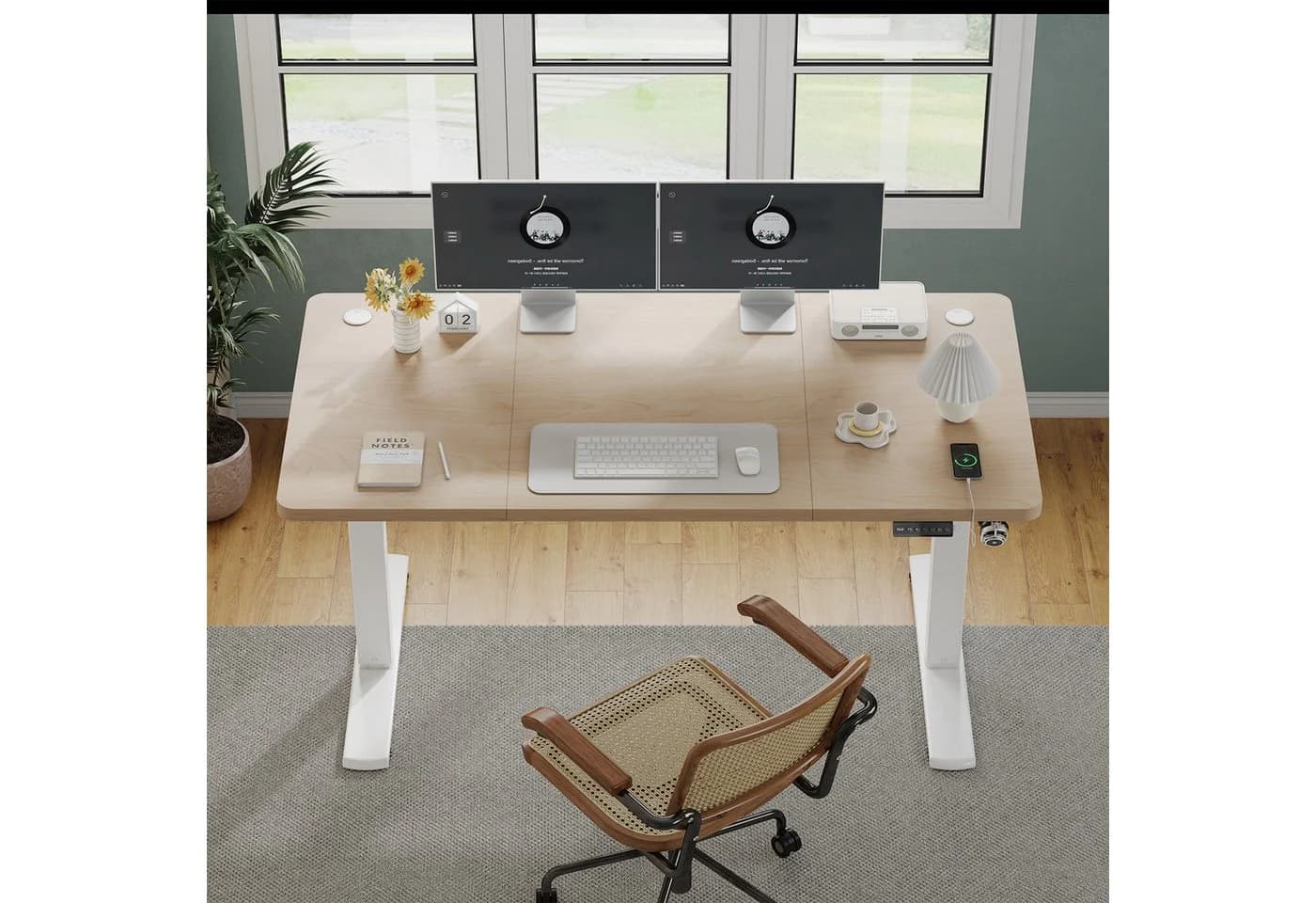 Furnicopia Höhenverstellbarer Schreibtisch mit USB-Ladefunktion und Wecker-Erinnerung - Bild 3