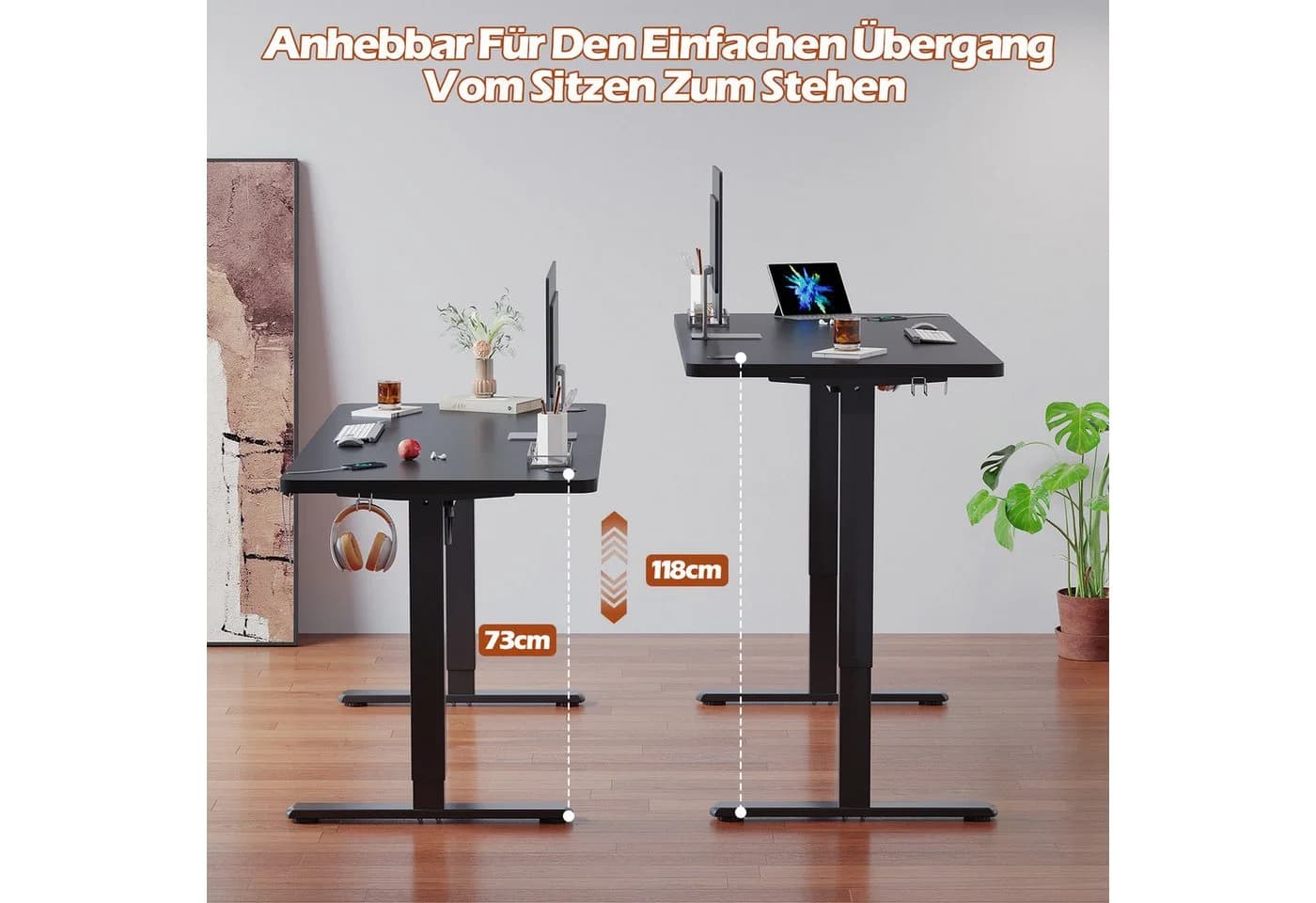 HOMALL Höhenverstellbarer Schreibtisch mit USB & Gedächtnis - Bild 4