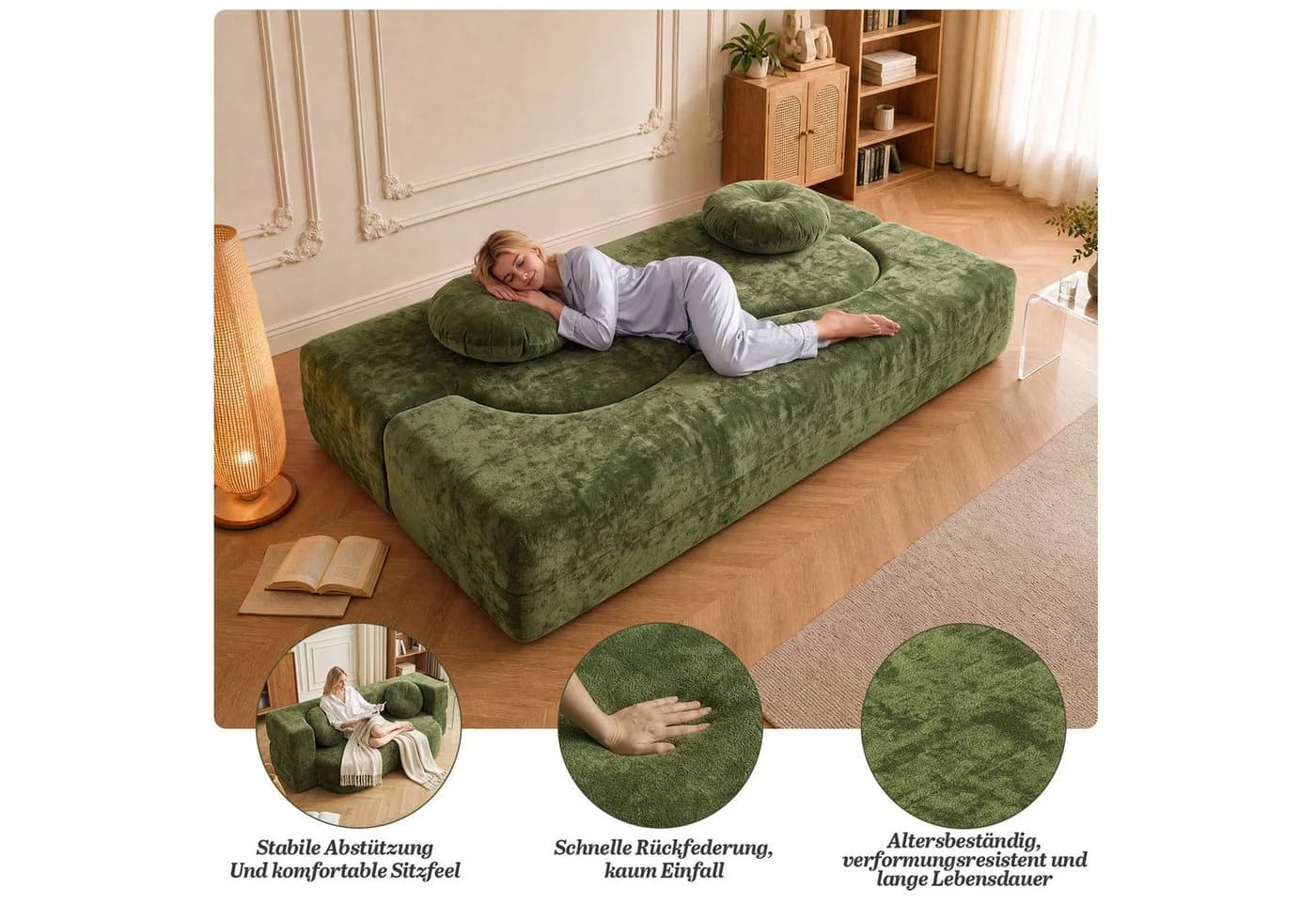HOMALL Klappsofa Olivgrün mit abnehmbarer Abdeckung - Bild 5