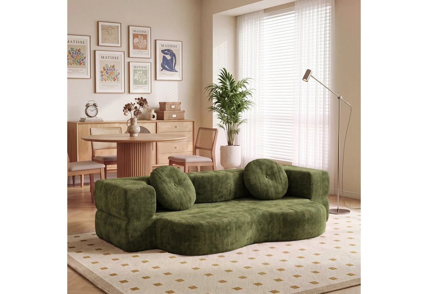 GUNJI Klappsofa Olivgrün - Montagefreies Schlafsofa mit abnehmbarem Bezug
