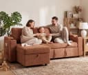 HOMALL Eck-Schlafsofa Terrakotta mit Schlaffunktion und Bettkasten Bild 3