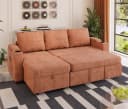 HOMALL Eck-Schlafsofa Terrakotta mit Schlaffunktion und Bettkasten Bild 4