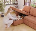 HOMALL Eck-Schlafsofa Terrakotta mit Schlaffunktion und Bettkasten Bild 5