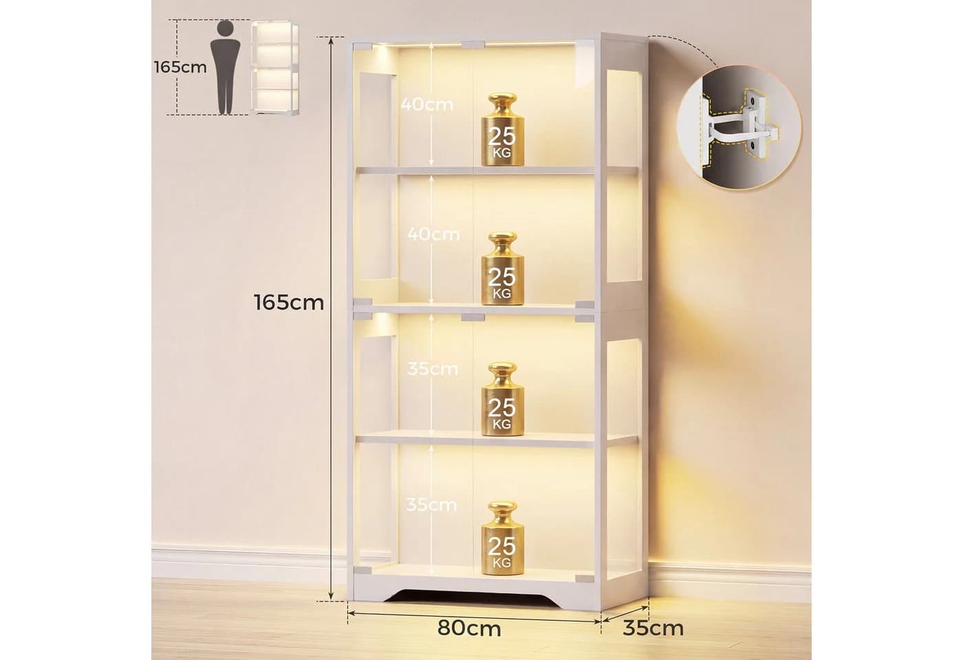 HOMALL Glasvitrine mit RGB-LED-Beleuchtung Standvitrine Schwarz - Bild 3
