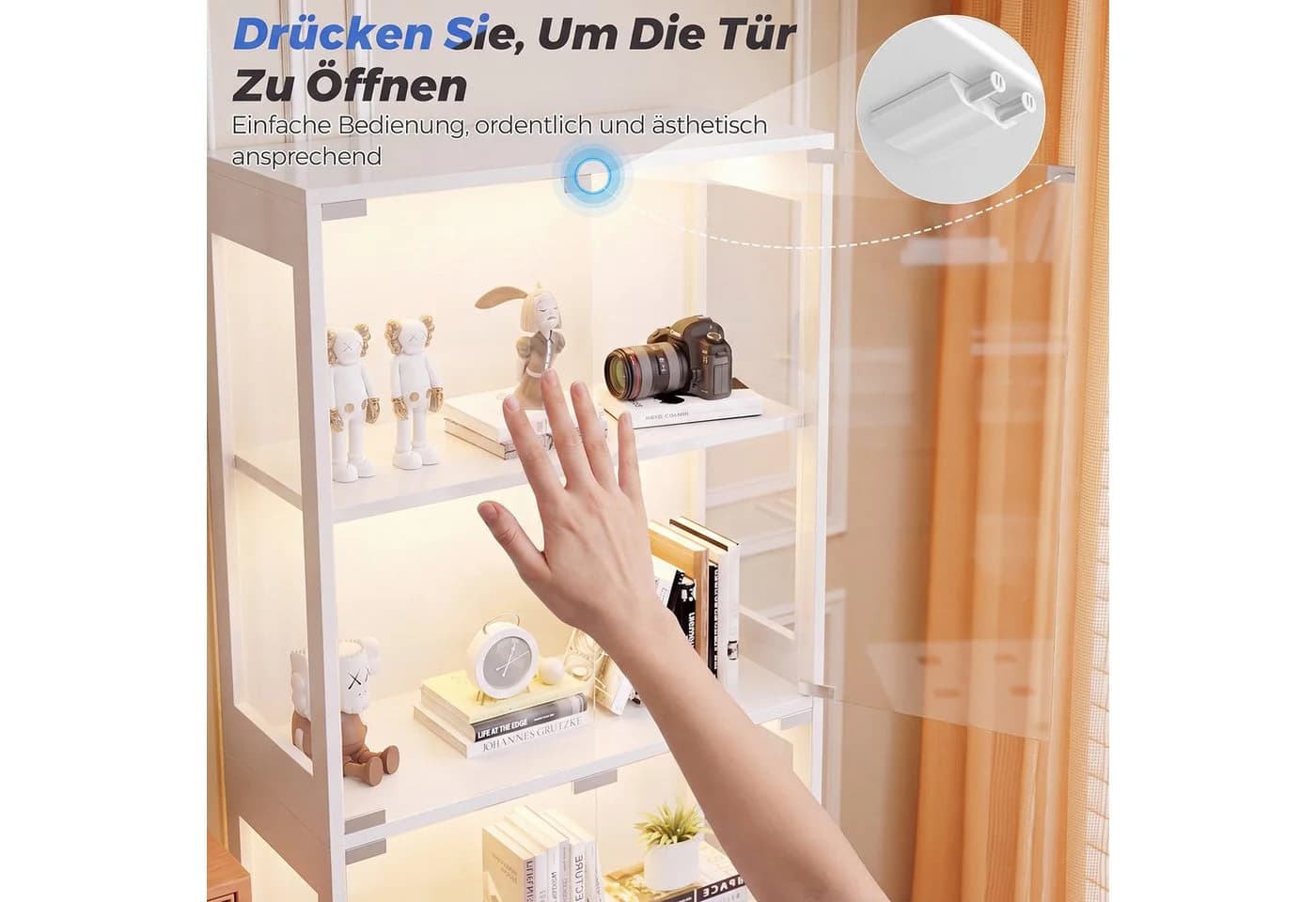 HOMALL Glasvitrine mit RGB-LED-Beleuchtung Standvitrine Schwarz - Bild 5