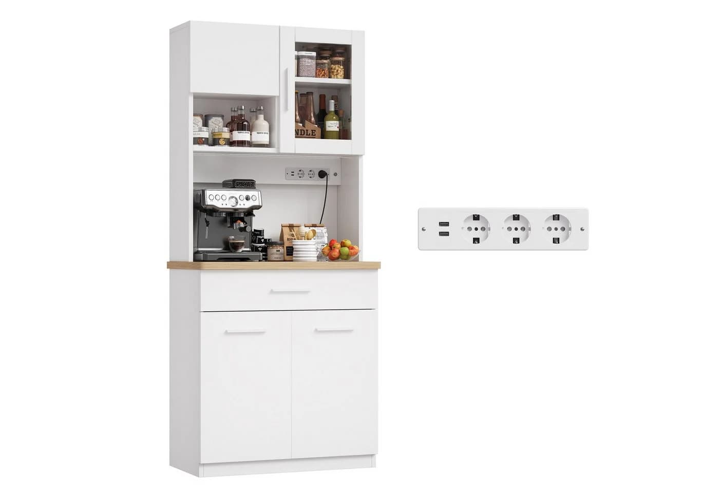 HOMALL Küchenbuffet mit LED-Beleuchtung und Steckdosen - Bild 5