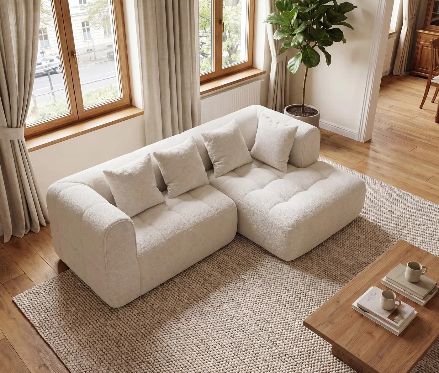 GUNJI Ecksofa L-Form mit Ottomane Samt - Bild 3