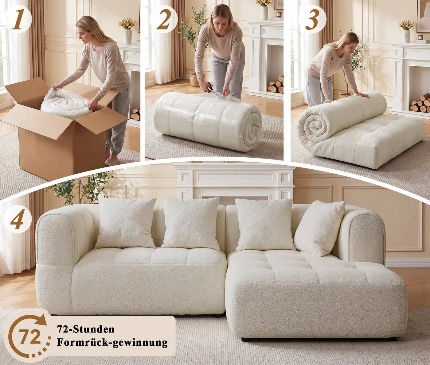 GUNJI Ecksofa L-Form mit Ottomane Samt - Bild 4