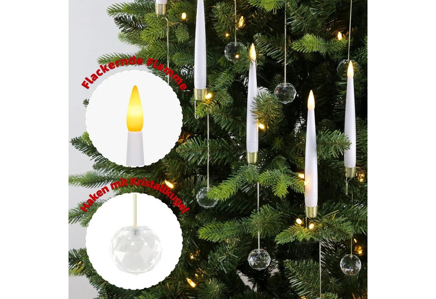 kisidus LED-Kerze mit Kristallkugel-Haken, 12 pcs - Bild 5