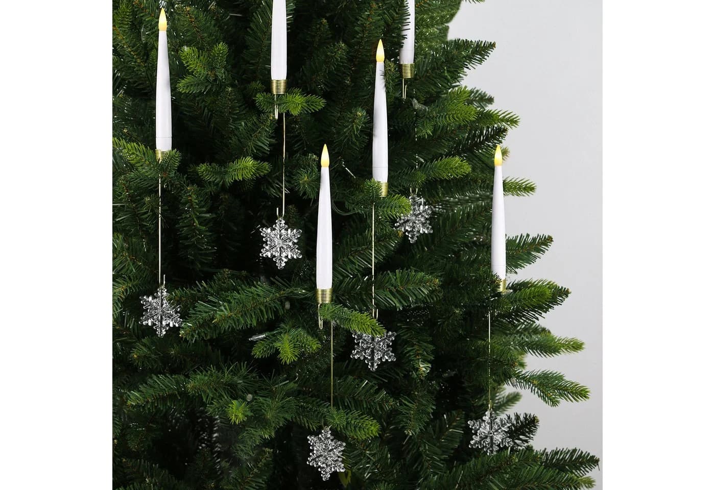 kisidus LED-Kerze LED Weihnachtsbaum Kerzen mit Kunststoff-Schneeflockendekor 12pcs - Bild 2