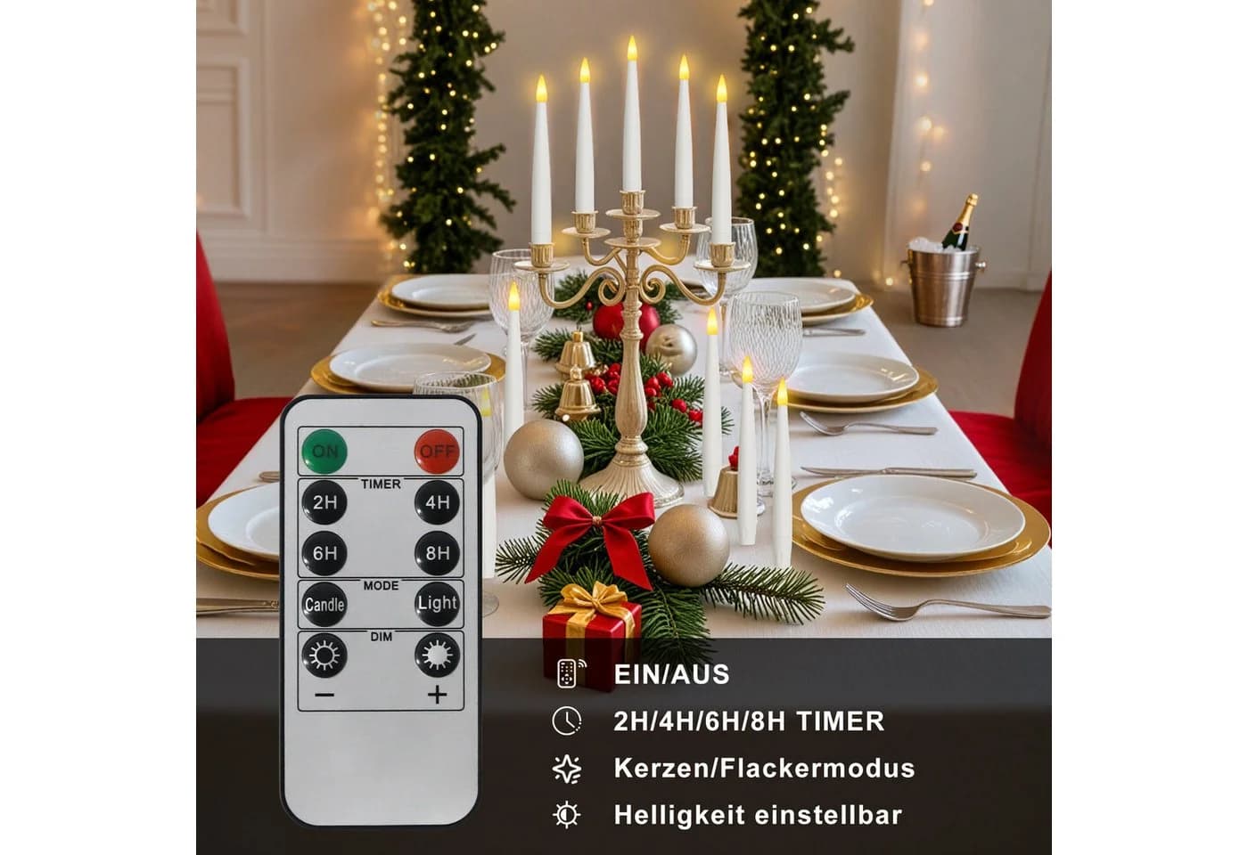 kisidus LED-Kerze LED Weihnachtsbaum Kerzen mit Kunststoff-Schneeflockendekor 12pcs - Bild 4