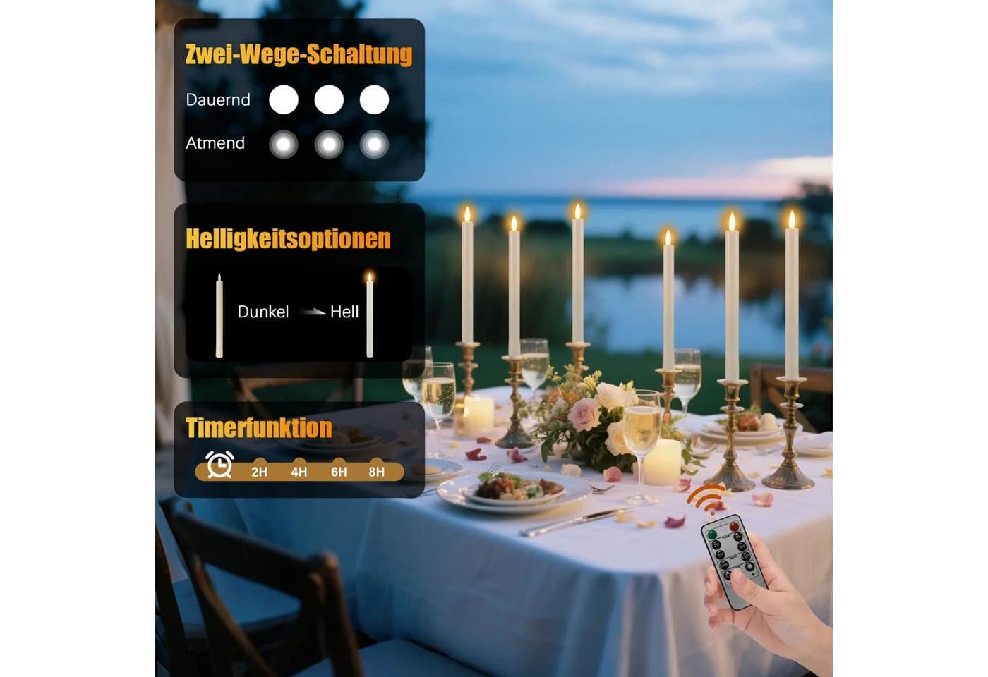 kisidus LED-Kerze LED Stabkerzen mit Fernbedienung 6 pcs - Bild 4
